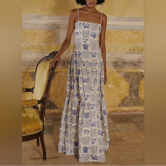 Agua Bendita Blue and White Printed Maxi Dress - Picture 3 of 11